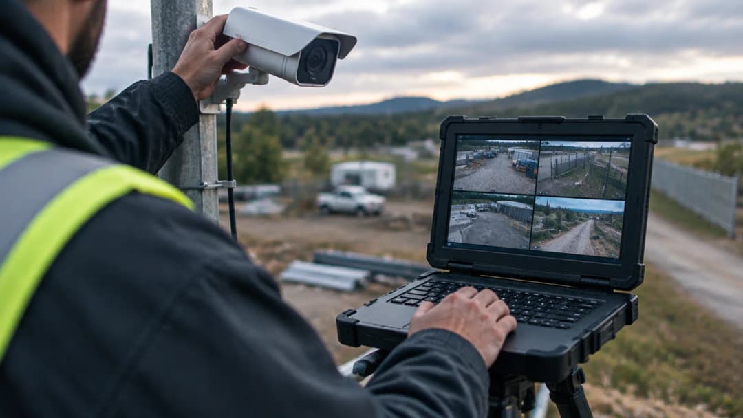 A system design laid out on a laptop on site